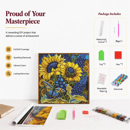 CSZPPQAF 5D Diamond Painting Kits,Full Round Drill Sunflower Diamond Art,Craft for Adults,Home Wall 13.8×13.8 inch