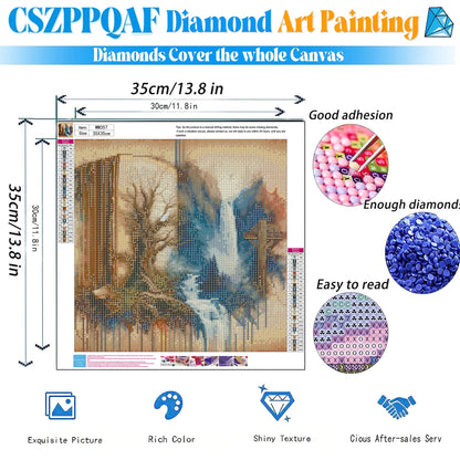 CSZPPQAF 5D Diamond Art Painting Kits-Books,Full Round Drill Gem Art,Craft for Adults,Home Wall 13.8×13.8 inch
