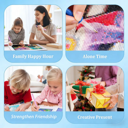 Mosaflare 4-Pack Diamond Art Painting Kits,Retro Flowers Art Craft Kits,Full Round Drill,Home Wall and Relaxing 12"×16"