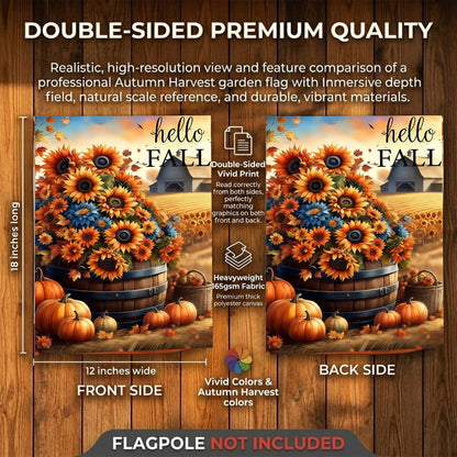CSZPPQAF Autumn Garden Flags 12x18 Double Sided-Sunflower,2 Pack-165 GSM Polyester Fall Yard Decoration Flags, Fade Resistant