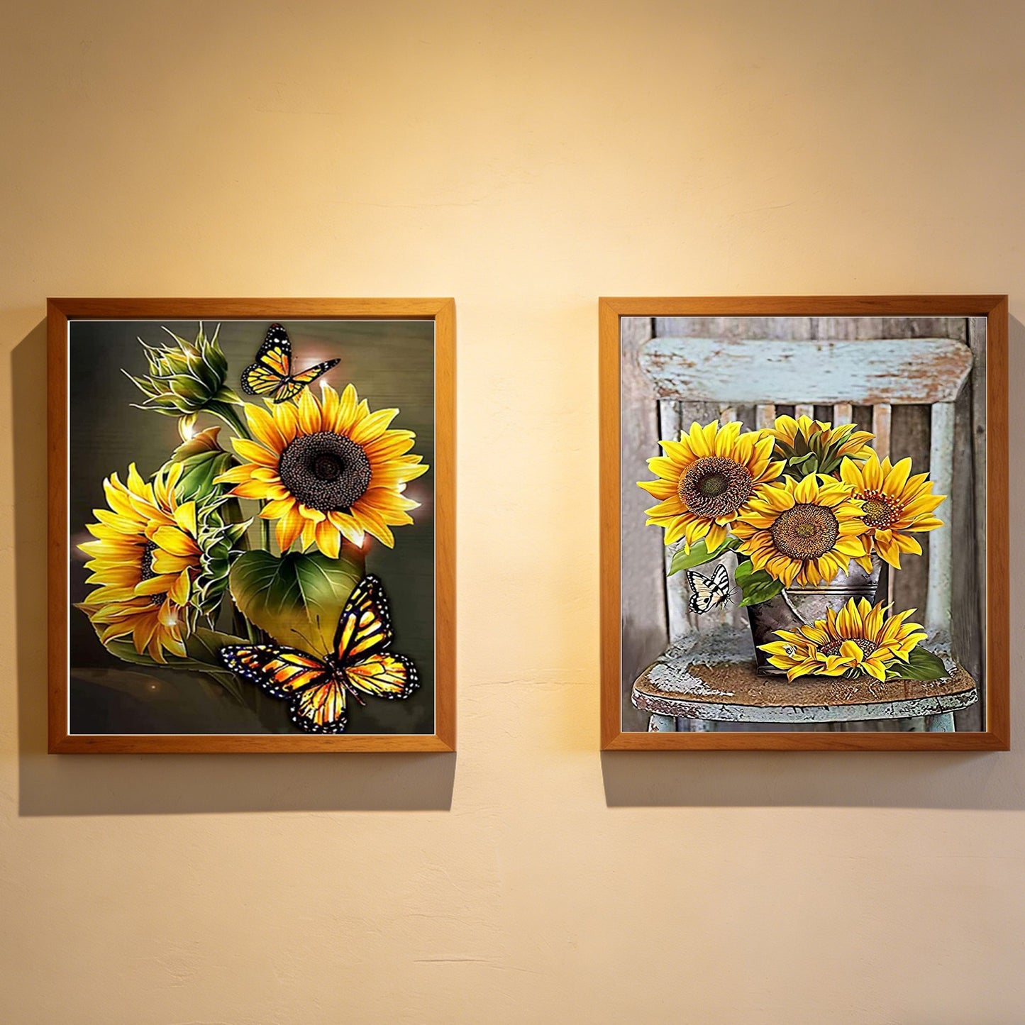 CSZPPQAF Sunflower Diamond Painting Kits,2-Pack Full Round Dril Diamond Art,11.8"×15.8",Relaxing Craft
