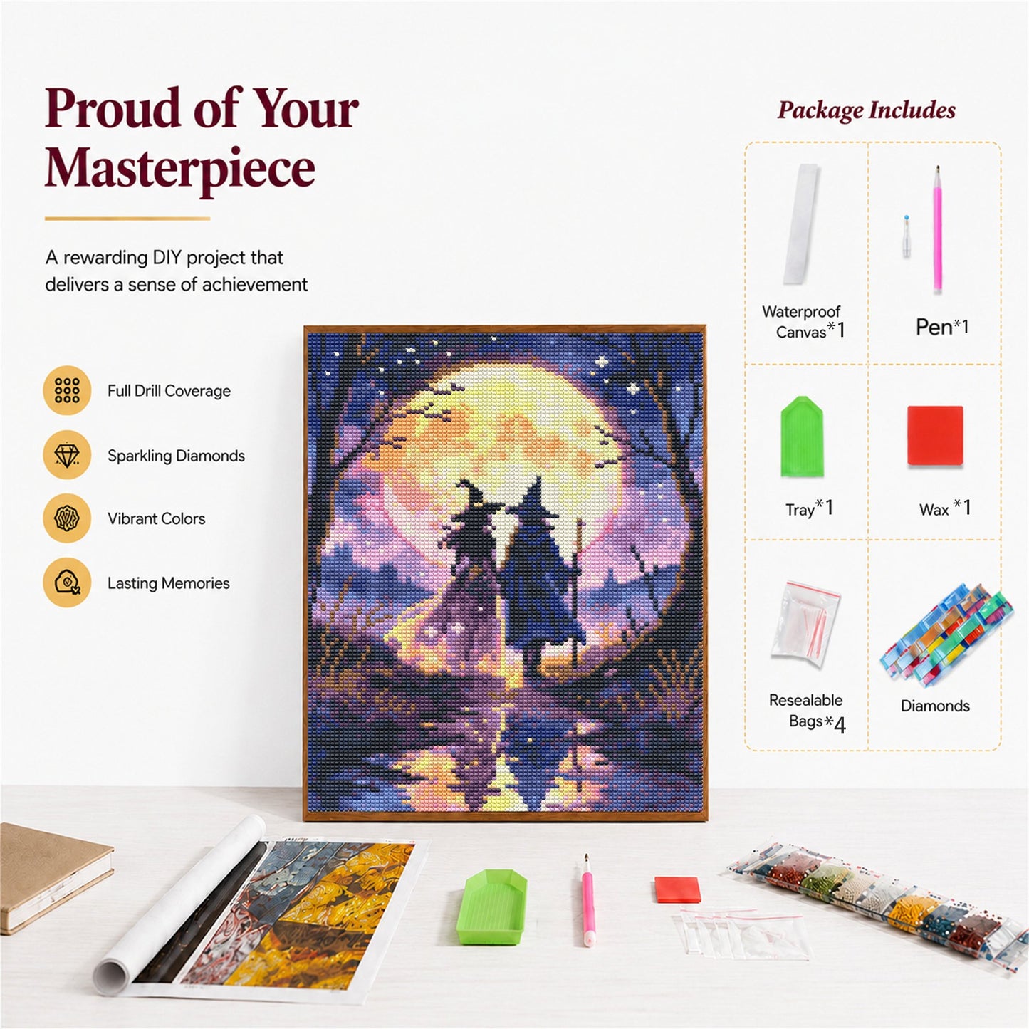 CSZPPQAF Diamond Painting for Adults-Wizard,Full Round Drill Diamond Art Kits, Relaxing Craft & Wall Decor