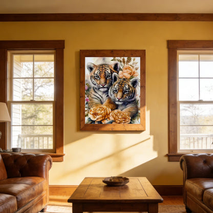 CSZPPQAF Diamond Art Kit,Tiger Diamond Painting Kits for Beginners,Full Round Drill,Home Wall 11.8"*15.8"