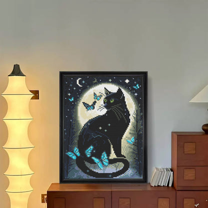 Mosaflare 26-Facet Round Cat Diamond Painting Kit for Adults,DIY Full Drill Gem Art for Home Decor, Craft Gift for Beginners