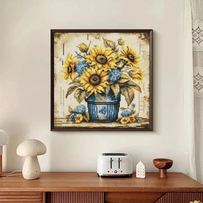 CSZPPQAF Sunflower Diamond Painting Kits,5D Full Round Drill Diamond Art,Craft for Adults,Home Wall 13.8×13.8 inch