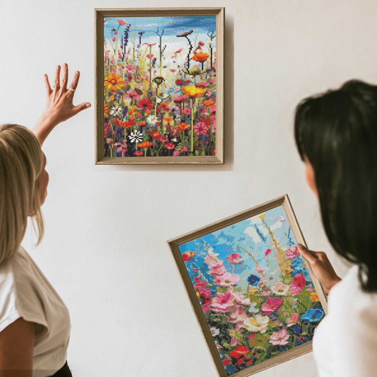 Mosaflare 4-Pack Diamond Art Painting Kits,Retro Flowers Art Craft Kits,Full Round Drill,Home Wall and Relaxing 12"×16"