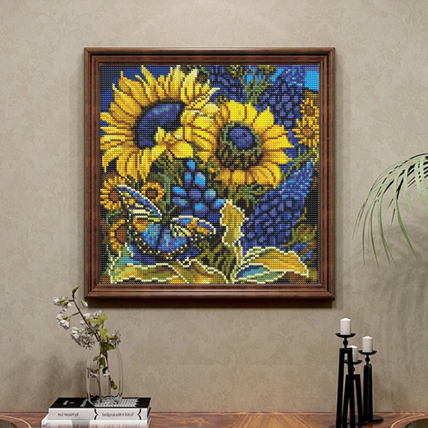 CSZPPQAF 5D Diamond Painting Kits,Full Round Drill Sunflower Diamond Art,Craft for Adults,Home Wall 13.8×13.8 inch