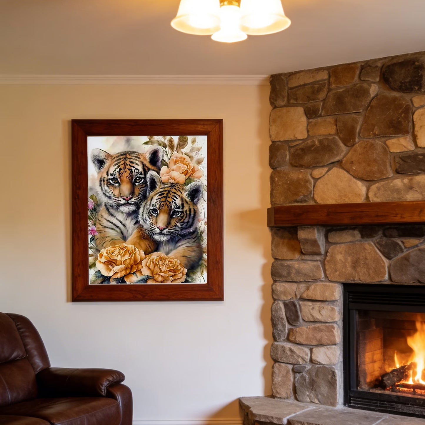 CSZPPQAF Diamond Art Kit,Tiger Diamond Painting Kits for Beginners,Full Round Drill,Home Wall 11.8"*15.8"