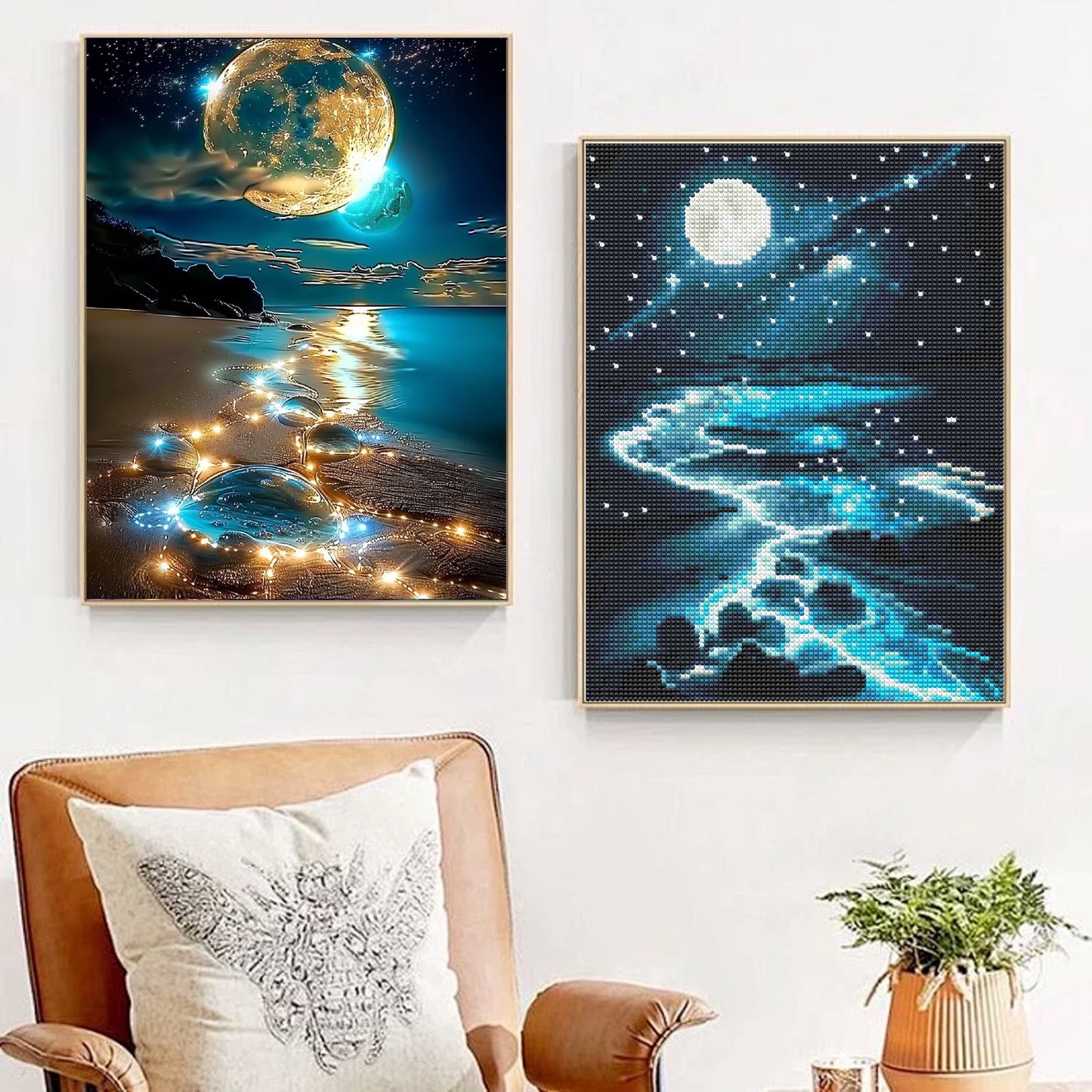 CSZPPQAF 2-Pack Diamond Painting for Adults-Starry Sky,Full Round Drill Diamond Art Kits, Relaxing Craft & Wall Decor