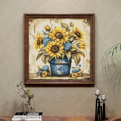 CSZPPQAF Sunflower Diamond Painting Kits,5D Full Round Drill Diamond Art,Craft for Adults,Home Wall 13.8×13.8 inch