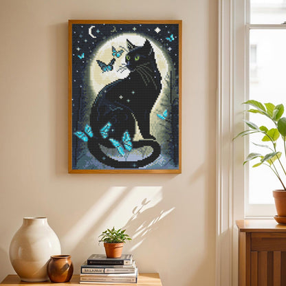 Mosaflare 26-Facet Round Cat Diamond Painting Kit for Adults,DIY Full Drill Gem Art for Home Decor, Craft Gift for Beginners