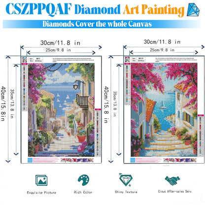 CSZPPQAF 2-Pack Diamond Art Kit,Ocean Diamond Painting Kits for Beginners,Full Round Drill,Home Wall 11.8"*15.8"