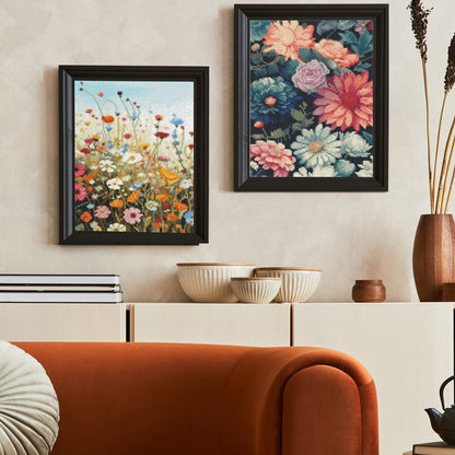 Mosaflare 4-Pack Diamond Art Painting Kits,Retro Flowers Art Craft Kits,Full Round Drill,Home Wall and Relaxing 12"×16"