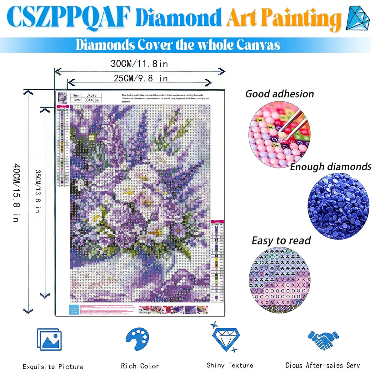 CSZPPQAF 5D Diamond Art Painting Kits-Flower,Full Round Drill Gem Art,Craft for Adults,Home Wall 11.8×15.8 inch