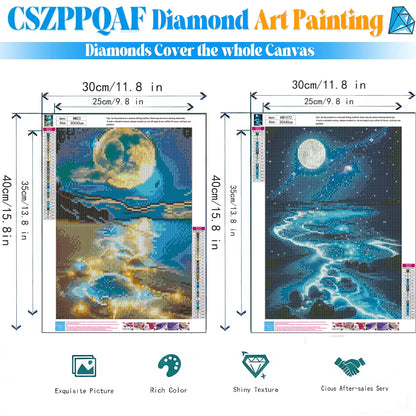 CSZPPQAF 2-Pack Diamond Painting for Adults-Starry Sky,Full Round Drill Diamond Art Kits, Relaxing Craft & Wall Decor
