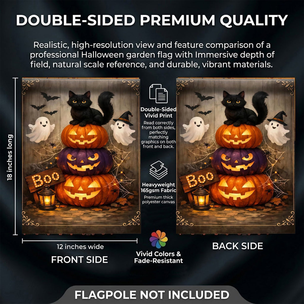CSZPPQAF Hallween Pumpkins Flags 12x18 Double Sided,2 Pack-165 GSM Polyester Fall Yard Decoration Flags, Fade Resistant