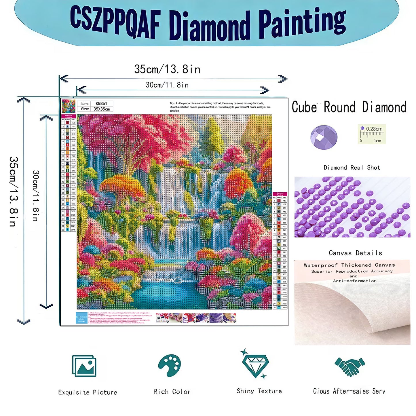 CSZPPQAF Diamond Painting Kits,Life Forest Art Craft,Full Round Drill Diamond Art,Home Wall Decor 13.8"×13.8"