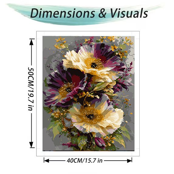 Mosaflare Flower Paint by Numbers Kit for Beginners,DIY Craft for Adults,Gift Home Wall Decor 16x20 Inch Oil Painting Kits