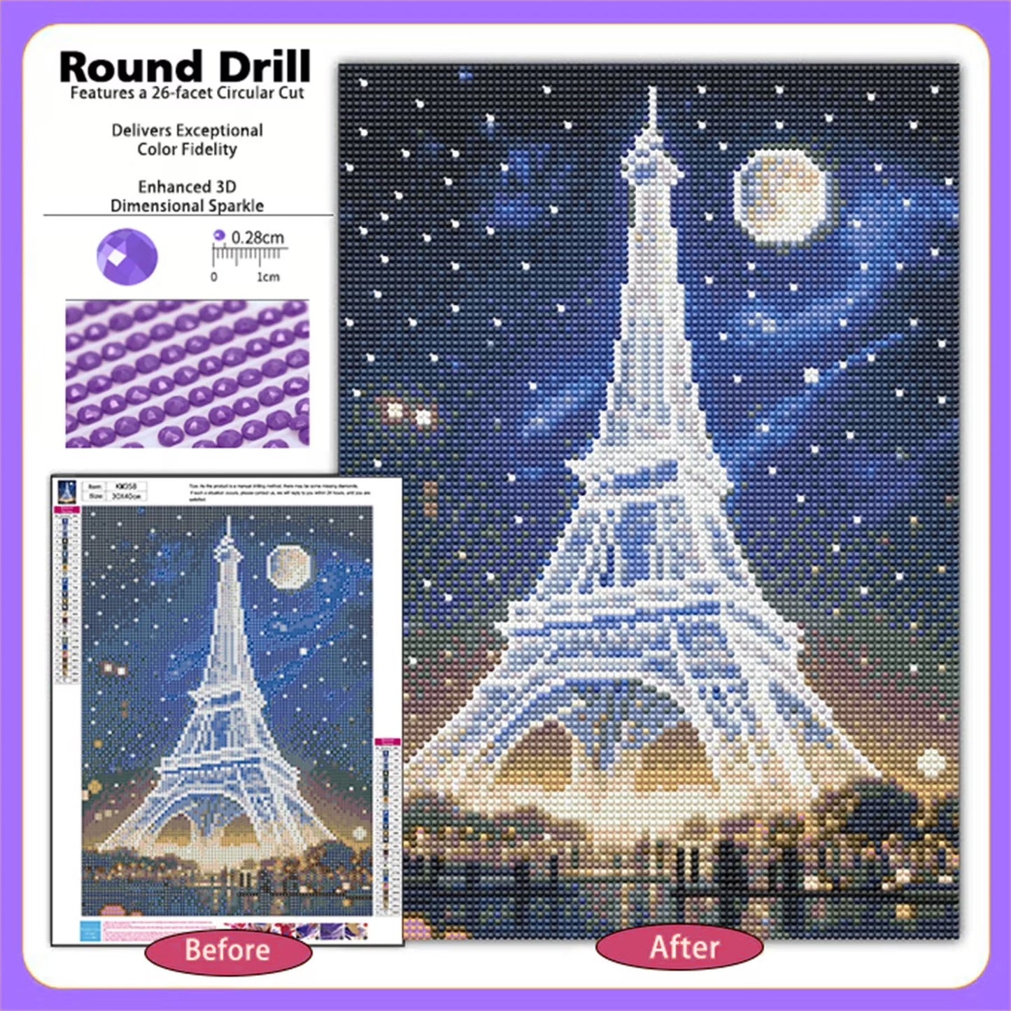 CSZPPQAF 5D Diamond Art for Adults Beginners-Tower,Full Round Drill Diamond Painting Kits, Relaxing Craft & Wall Decor