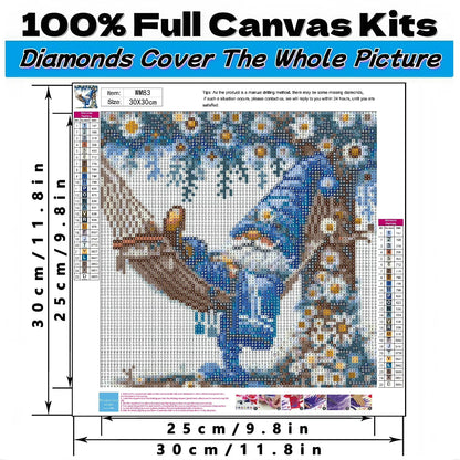 CSZPPQAF Gnome Diamond Art Kits for Beginners,Diamond Painting kits for Adults,Home Wall Decor 11.8x11.8in.