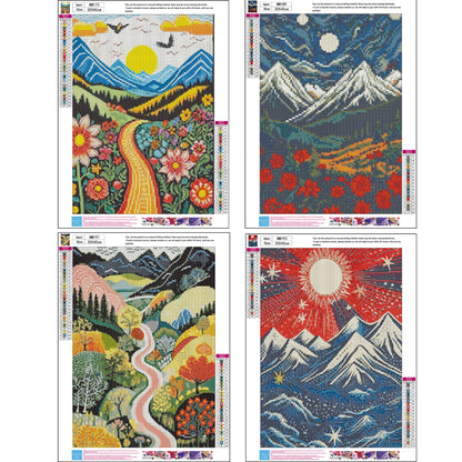 Mosaflare 4-Pack Diamond Art Painting Kits,Baroque Art Craft Kits,Full Round Drill,Home Wall and Relaxing 12"×16"