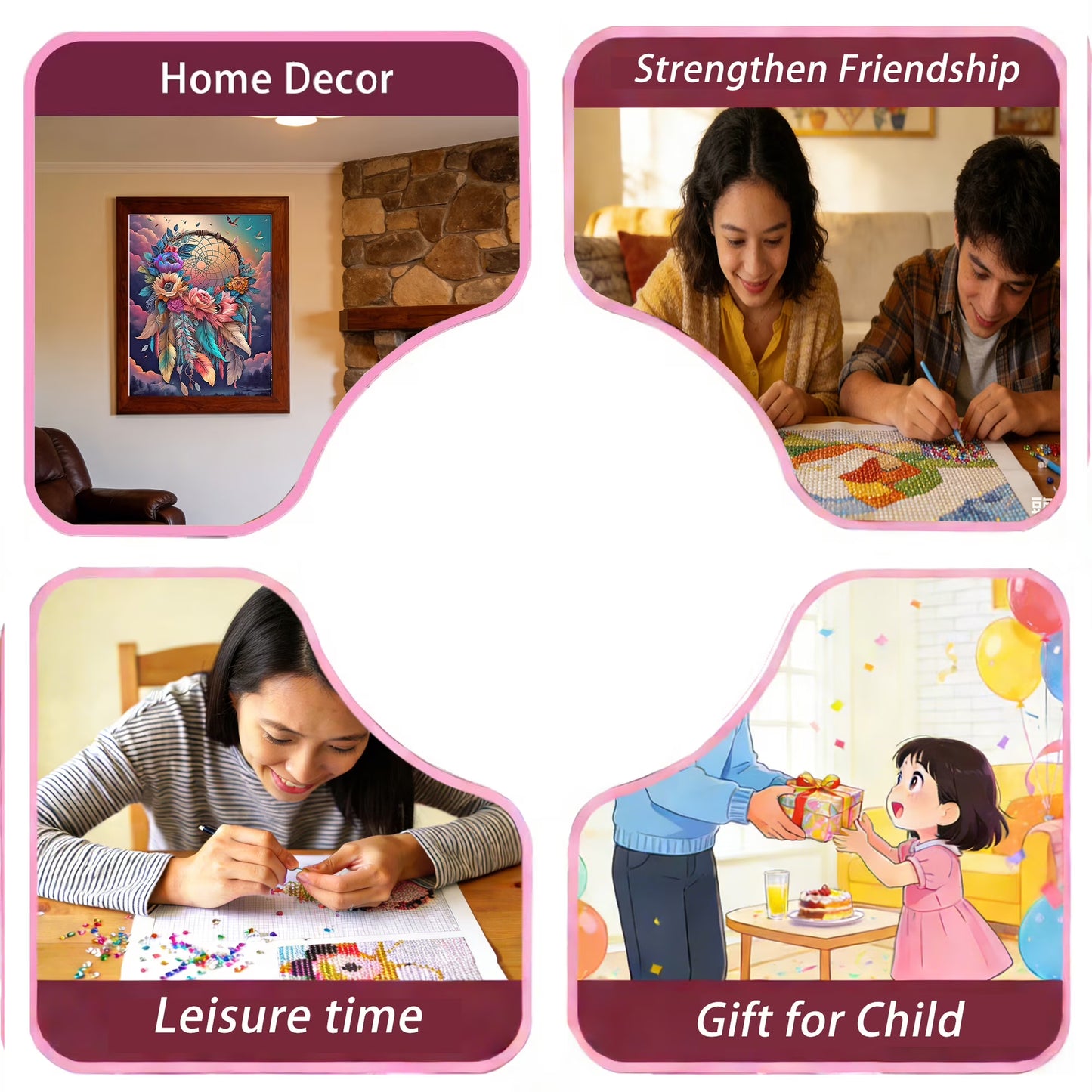 CSZPPQAF Diamond Painting Kits-Dream Catchers,Full Round Drill Diamond Art kits, Relaxing Craft 11.8"×15.8"