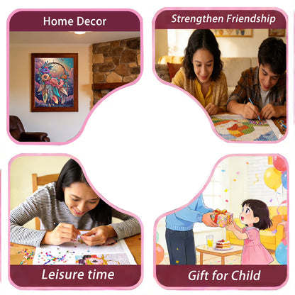CSZPPQAF Diamond Painting Kits-Dream Catchers,Full Round Drill Diamond Art kits, Relaxing Craft 11.8"×15.8"