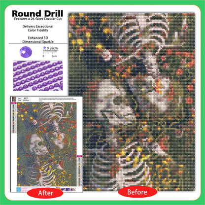 CSZPPQAF Skull Diamond Painting Kits,5D DIY Full Round Drill Diamond Art,Craft for Adults,Home Wall 11.8×15.8 inch
