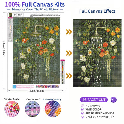 Mosaflare 26-Facet Round Flowers Diamond Painting Kit for Adults,DIY Full Drill Gem Art for Home Decor, Craft Gift for Beginners