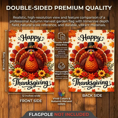 CSZPPQAF Thanksgiving Garden Flags 12x18 Double Sided,2 Pack-165 GSM Polyester Fall Yard Decoration Flags, Fade Resistant