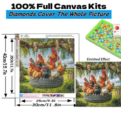 Mosaflare Animals Diamond Painting Kit,Chicken Coop Diamond Art,DIY Full Drill,Stress Relief Craft Art and Home Decor 14"×14"
