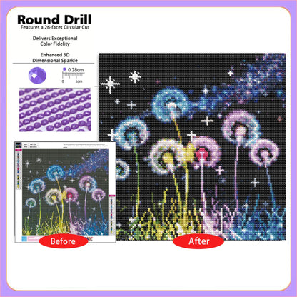CSZPPQAF Diamond Painting for Adults-Dandelion,Full Round Drill Diamond Art Kits, Relaxing Craft & Wall Decor