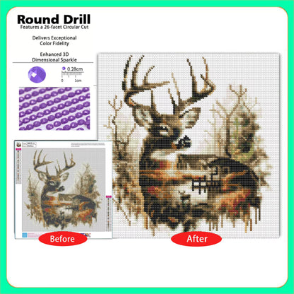 CSZPPQAF Diamond Painting Kits for Adults Unisex,13.8×13.8 in Moose Lodge 5D DIY Diamond Art Kit for Home Wall Decor
