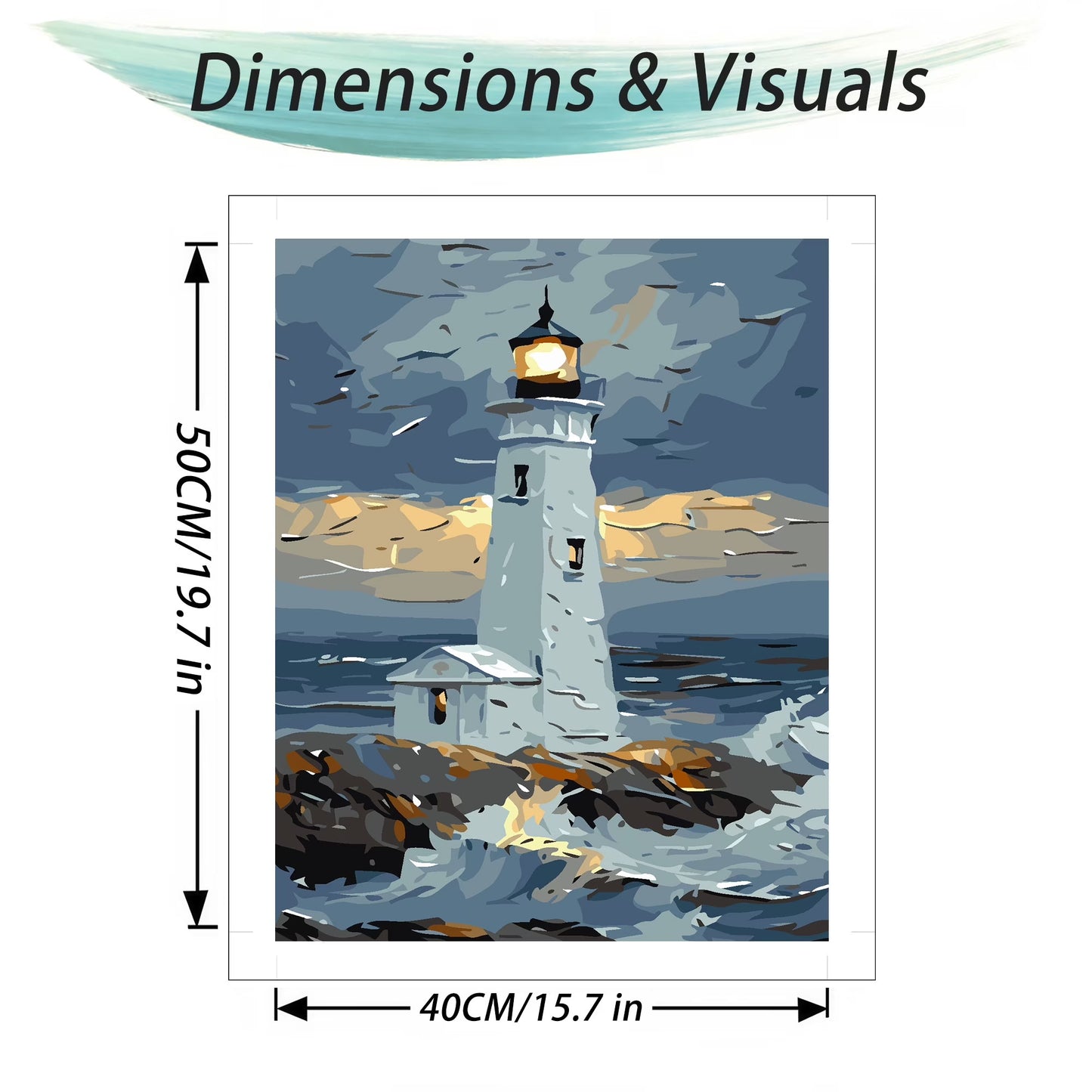 Mosaflare Paint by Numbers Kits for Adults,DIY Lighthouse Art Craft Oil Painting Set,Home Wall Decor 16"×20"