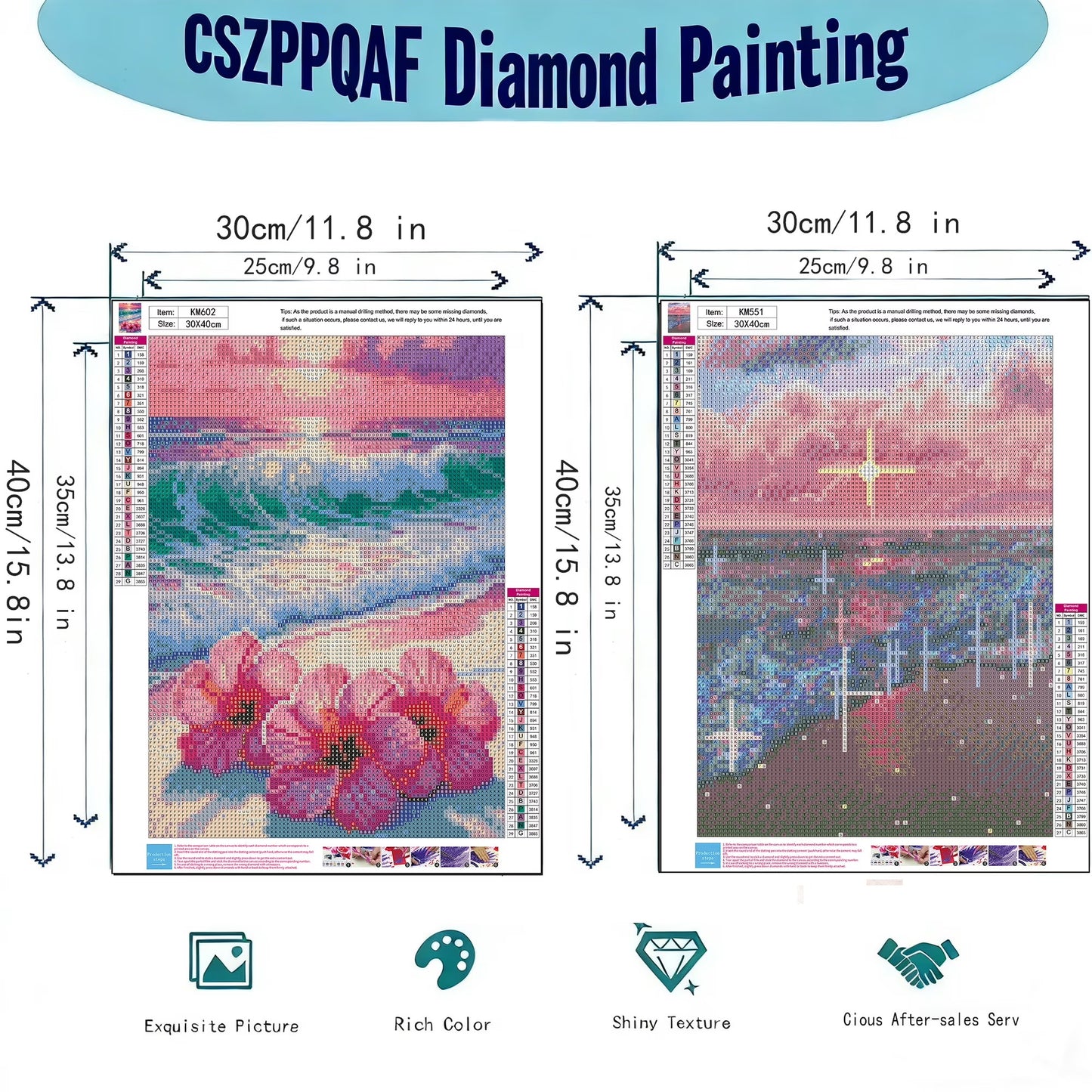 CSZPPQAF 2-Pack Beach Diamond Painting Kits for Adults Beginner- Full Round Drill,Gem Art Craft Set for Home Wall Decor or Relax Gift