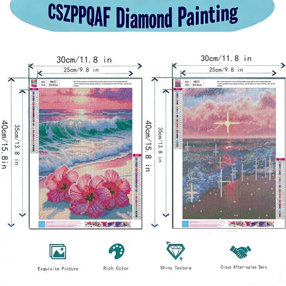 CSZPPQAF 2-Pack Beach Diamond Painting Kits for Adults Beginner- Full Round Drill,Gem Art Craft Set for Home Wall Decor or Relax Gift