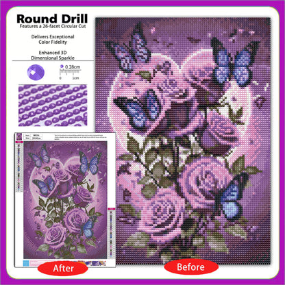 CSZPPQAF Butterfly Diamond Painting Kits,Full Round Drill Diamond Art,Craft for Adults,Home Wall 11.8×15.8 inch