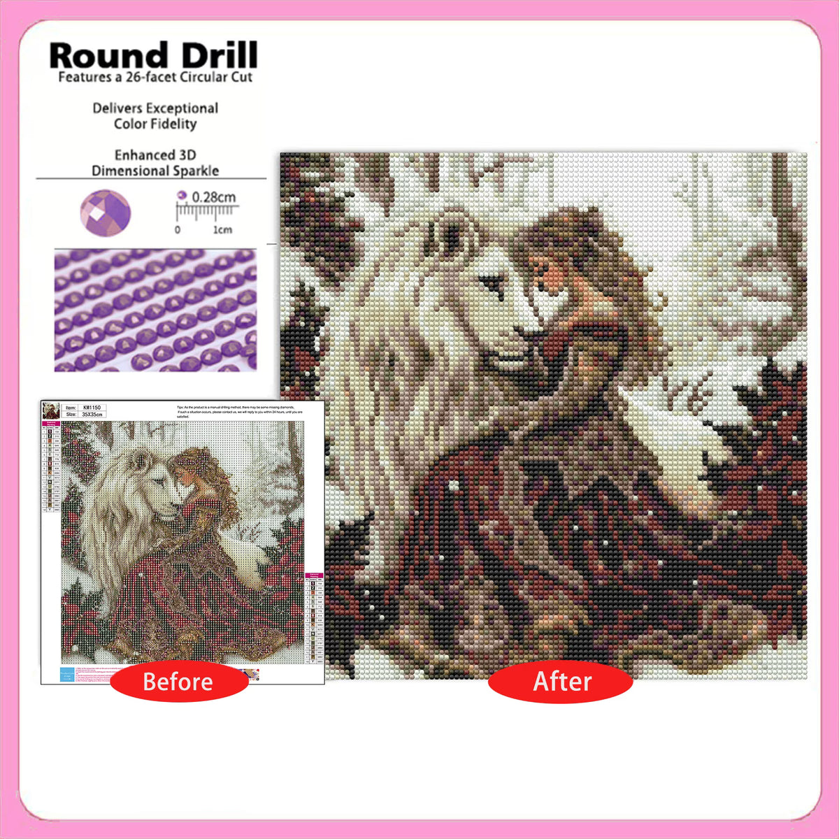 CSZPPQAF Diamond Painting for Adults-Lion,Full Round Drill Diamond Art Kits, Relaxing Craft & Wall Decor