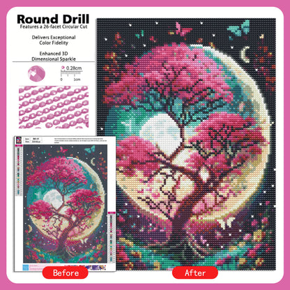 CSZPPQAF Diamond Art Kit,Life Tree Diamond Painting Kits for Beginners,Full Round Drill,Home Wall 11.8"*15.8"