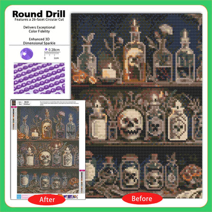 CSZPPQAF 5D Diamond Painting Kits,Full Round Drill Skull Diamond Art,Craft for Adults,Home Wall 11.8×15.8 inch