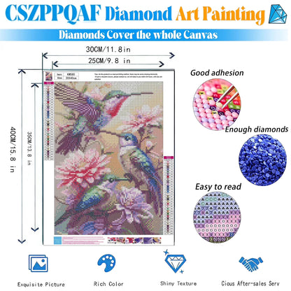 CSZPPQAF 5D Diamond Art for Adults Beginners-Hummingbird,Full Round Drill Diamond Painting Kits, Relaxing Craft & Wall Decor