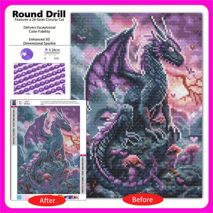 CSZPPQAF Dragon Diamond Painting Kits for Adults, Full Drill Round Diamond Art Craft,11.8"×15.8"