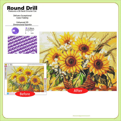 CSZPPQAF Diamond Painting for Adults—Sunflower, Full Round Drill Diamond Art Kits, Relaxing Craft & Wall Decor