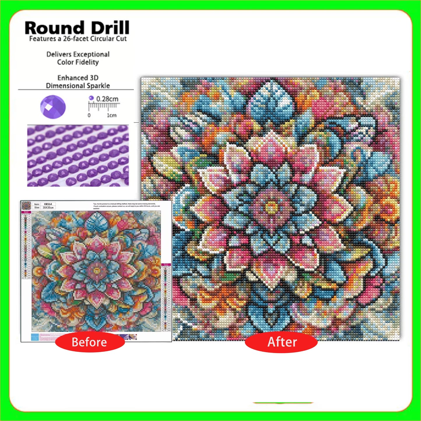 CSZPPQAF Diamond Painting Kits for Adults 13.8×13.8 in,Hundred Flowers 5D DIY Diamond Art Kit for Home Wall Decor