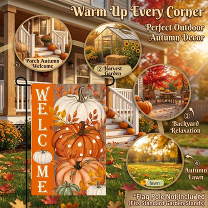 CSZPPQAF Autumn Garden Flags 12x18 Double Sided-Bountiful Harvest,2 Pack-165 GSM Polyester Fall Yard Decoration Flags, Fade Resistant