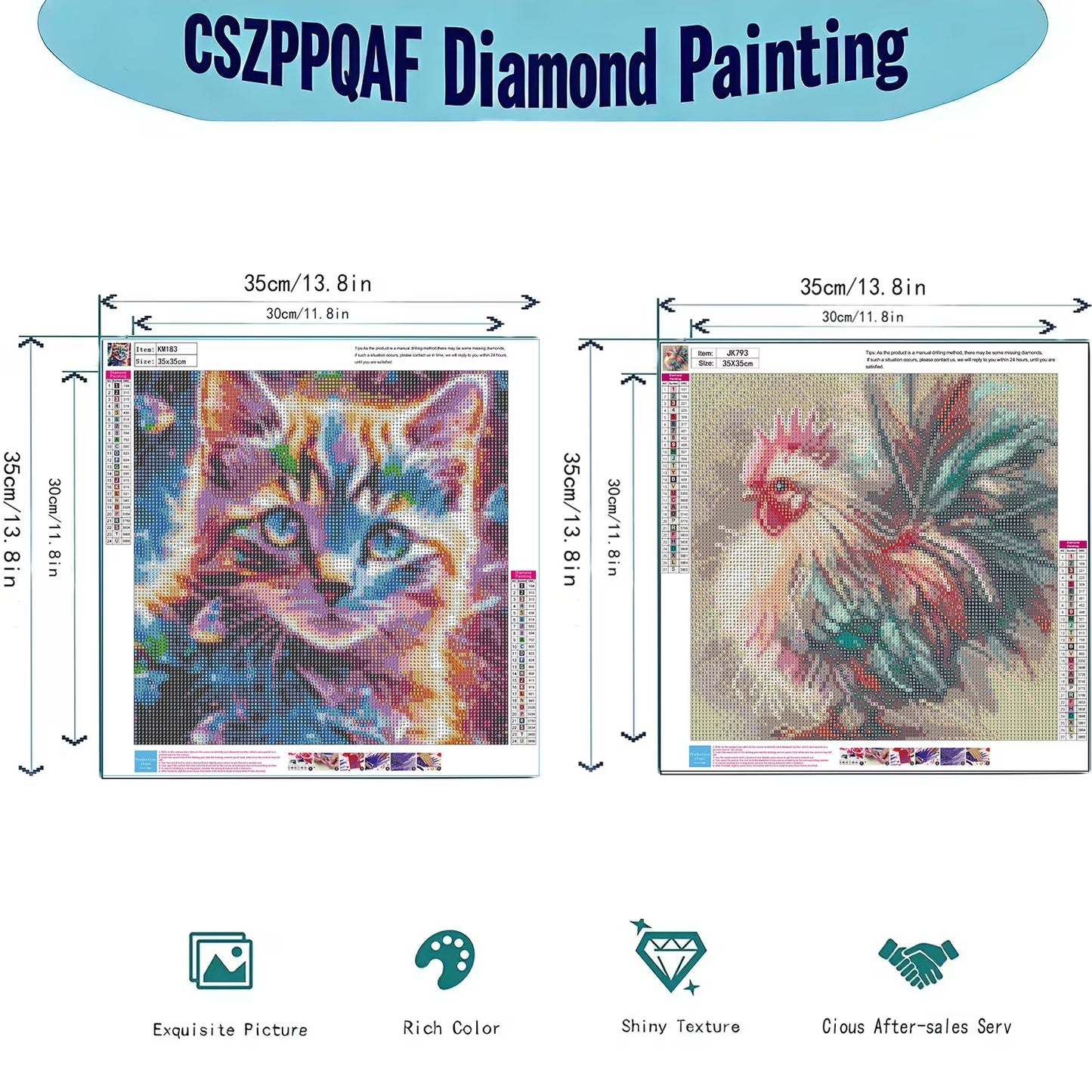 CSZPPQAF 2-Pack Animal Diamond Painting Kits for Adults - Full Round Drill, Textured Diamond Art for Home Wall Decor