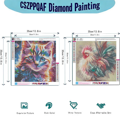 CSZPPQAF 2-Pack Animal Diamond Painting Kits for Adults - Full Round Drill, Textured Diamond Art for Home Wall Decor