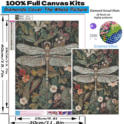 Mosaflare Dragonfly Diamond Painting Kits,Full Round Drill Diamond Art Kit for Adults,Home Wall and Relaxing Art Craft