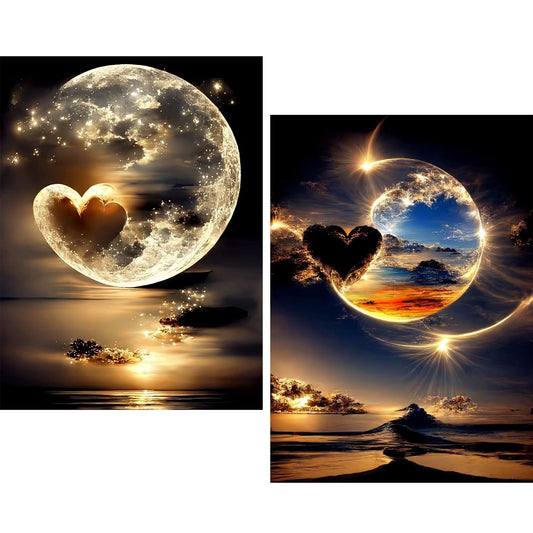 CSZPPQAF Moon Diamond Painting Kits,2-Pack Full Round Dril Diamond Art,11.8"×15.8",Relaxing Craft