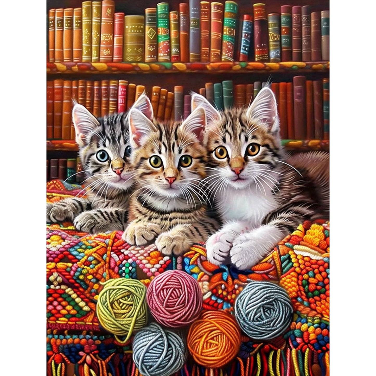 CSZPPQAF Diamond Art Kit,Cat Diamond Painting Kits for Beginners,Full Round Drill,Home Wall 11.8"*15.8"